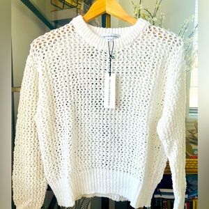 White + Warren woven cotton sweater. New With Tag (NWT). White, size medium